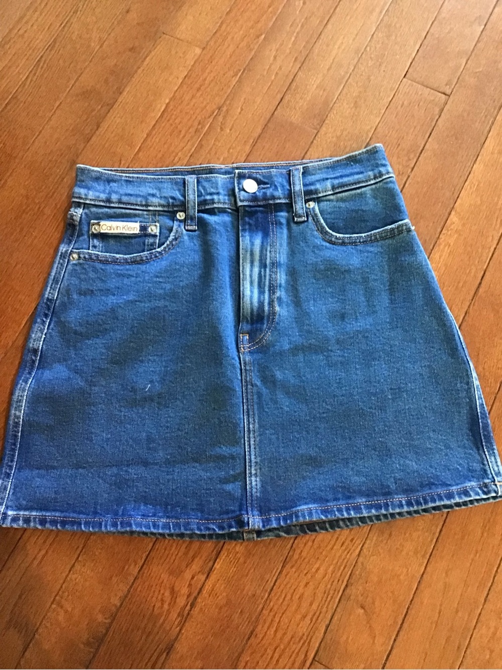 Calvin Klein Dark Blue Denim Mini Skirt NWOT